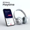 Portronics Muffs M2 Bluetooth Headphones Over Ear with Upto 40 Hrs Playtime, 40mm Dynamic Drivers, AUX 3.5mm, Powerful Bass, Laptop & PC Support,Type C Charging Port, Foldable Design(White)